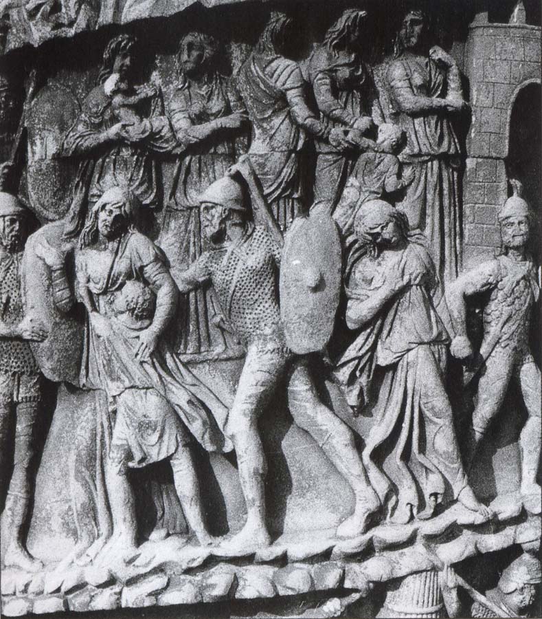 Caught Women and Children, relief at the Pillar of Marcus Aurelius. Rome